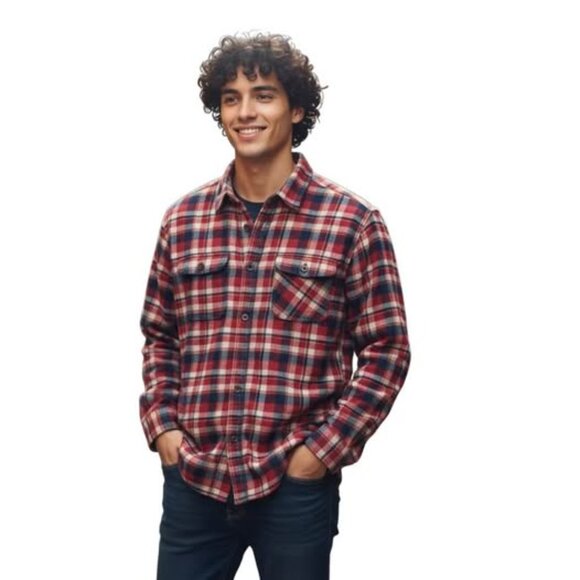 Tailor Vintage Flannel Shirt Plaid Button Up Long Sleeve Red Blue Mens Size XL - Picture 1 of 8